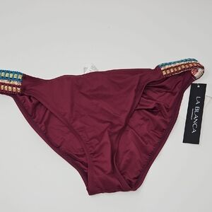 La Blanca Burgundy Bikini Bottom Size 14